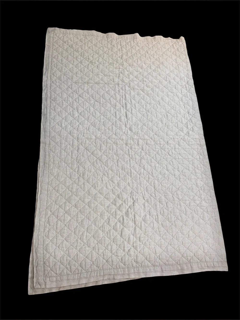 Pottery Barn Belgian Flax Linen Diamond Twin Quilt W/One Sham Excellent